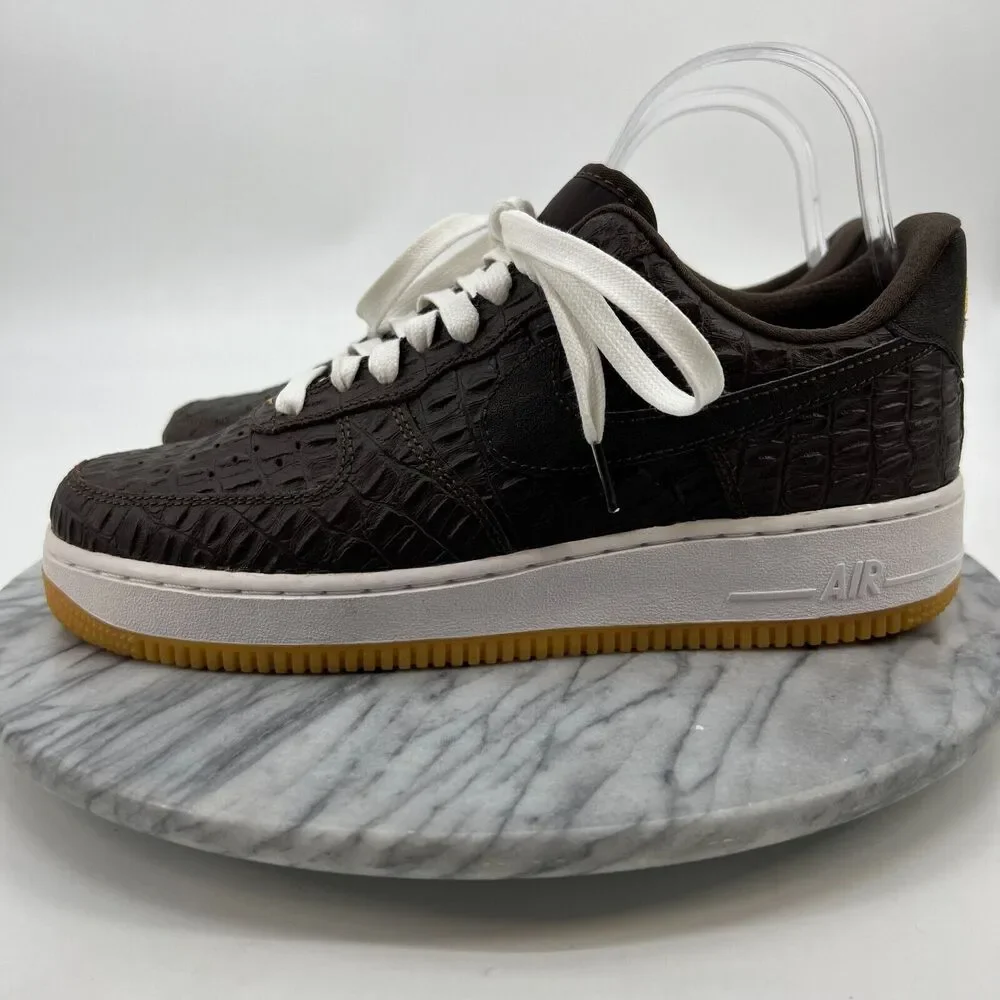 Nike Air Force 1 LV8 Sneakers Mens 8 Brown Faux-Crocodile Baroque Low Top Lace
